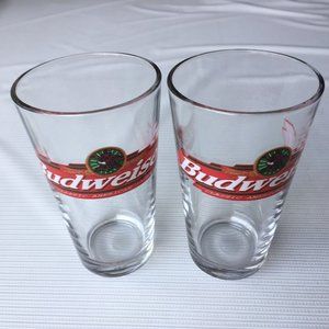 2 Vintage Anheuser Busch Budweiser Eagle Logo Pint Lager Beer Glass Cup 16 oz